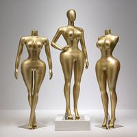Mannequin Femme Grande Taille Doré (Sans Tête) Silhouette Courbe pour Vitrines de Magasins de Vêtements Grande Taille pour Femmes