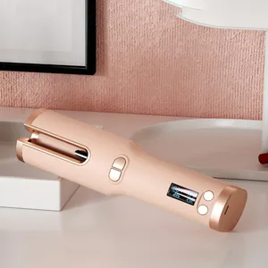 Rechargeable Hot Tools Curling Iron Wand Cordless Electric Heat Usb Auto Rotating Hair Curler With LCD Display