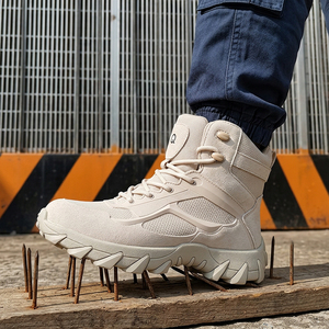 Bottes de randonnée de sécurité SFA33 AS33 gris clair en mesh, semelle anti-perforation, respirantes, chaussures tactiques de trekking outdoor - Product Image 1
