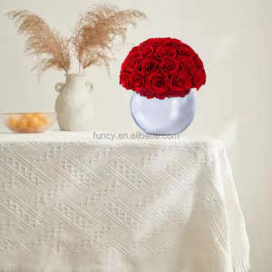 Vase en verre électroplaqué argenté en forme de dôme floral de luxe, rose éternelle préservée pour mariage, Saint-Valentin - Product Image 5