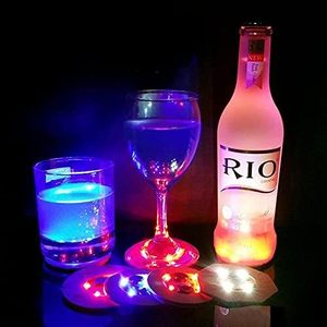 Custom logo 6cm 4pcs Led Beads Led Sticker <b>Light</b> up Bottle Sticker <b>Beer</b> Glow in Dark Party Glass Sticky LED Coaster - Product Image 2