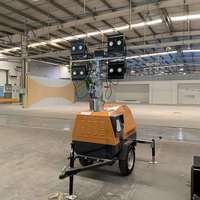 Tour d'éclairage mobile à LED solaire DC sur remorque d'usine, 7 m, levage électrique portable avec générateur 400W*4 à vendre