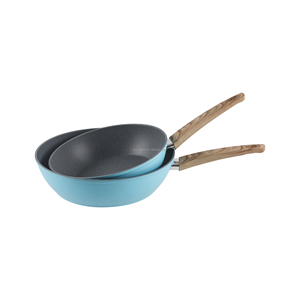 Venta al por mayor saludable revestimiento antiadherente sartén 22cm 24cm 28cm varios tamaños sartén <span class=keywords><strong>de</strong></span> aluminio con mango <span class=keywords><strong>de</strong></span> madera resistente al calor - Product Image 3