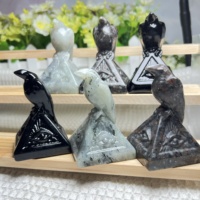 New Product 7-8cm Crow Bird Crystal Crafts Obsidian/Yooperlite/Labradorite Pyramid Raven Statues Reiki Healing Home Decor