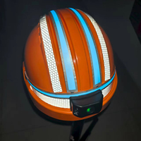 Casques de sécurité bleus clairs avec bandes lumineuses LED pour travailleurs, casque d'extérieur avec lumière clignotante constante