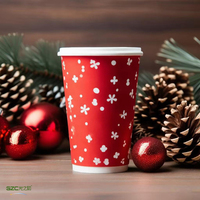 Gobelets en papier jetables personnalisés avec logo pour Noël, vente en gros d'usine, gobelets à paroi simple pour fêtes de fin d'année