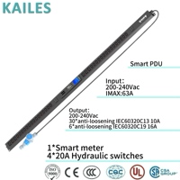 KAILES(KLS) K66 MB PDU intelligent géré 63A Monophasé 200-240VAC 30C13+6C19 Prise anti-chute 4 disjoncteurs commutés
