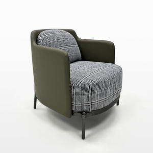 Solid Wood Base Leisure Chair <b>Light</b> Luxury Chair Leather Fabric Single Sofa Chair for Living Room Home Hotel Office Wholesale - Product Image 1