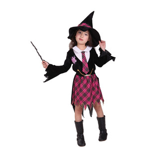 Nouvelle arrivée, robe de sorcière pour enfants pour fête d'<span class=keywords><strong>Halloween</strong></span>, costume coloré inspiré de films et de séries télévisées avec chapeau, ensemble de costume de cosplay en polyester - Product Image 4