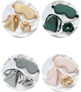 Masque de sommeil en satin avec pochette de rangement en soie et chouchou doux pour mariage, voyage en avion, promotion, cadeau - Product Image 3