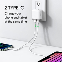 Cargadores y Adaptadores de Teléfono Premium para EE. UU., UE y Reino Unido, Cargador de Pared Plegable de 35W con Doble Puerto USB-C para iPhone y iPad
