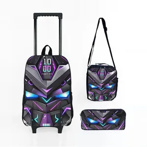Ensemble de sacs à dos à roulettes pour <span class=keywords><strong>enfants</strong></span> avec motif robots mécaniques, boîte à lunch et trousse à crayons, pour filles/garçons - Product Image 1
