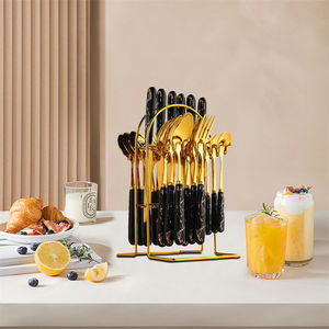 Juego de Cubiertos de Acero Inoxidable al por Mayor, 24 Piezas, Diseño Martillado, Cuchillo, Tenedor y Cuchara, Juego de Cubiertos de Viaje - Product Image 2