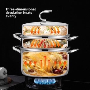 Tùy Chỉnh 316 Thép Không Gỉ Cross-Biên Giới Súp Hấp Dày Hộ Gia Đình Cảm Ứng Nồi Phổ Quát Khí Ba Lớp - Product Image 3