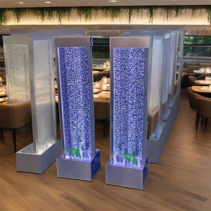 高品質の輝く海洋水族館アクリル製ウォーターバブルウォールパネル、LEDライトとステンレススチールフレーム付き、ホームデコレーション用 - Product Image 4