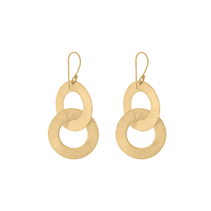 ต่างหู Aurum Eclipse แบบวงกลมคู่ ดีไซน์วงแหวนเชื่อมต่อกัน สีทองด้านแบบขัดเงา เครื่องประดับทันสมัยสำหรับผู้หญิง - Product Image 2