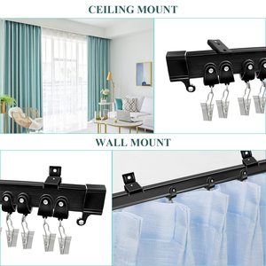 Rail de rideau de plafond flexible noir de 10 à 20 pieds, rail de rideau incurvé, système de rail de plafond pour <span class=keywords><strong>baie</strong></span> vitrée - Product Image 3