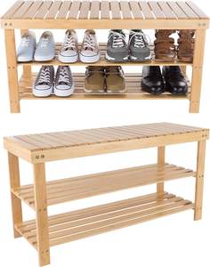 Bamboo Shoe Rack Shelf 3 Tier Entryway Seat Shoe Organizer shoe rack storage organizer