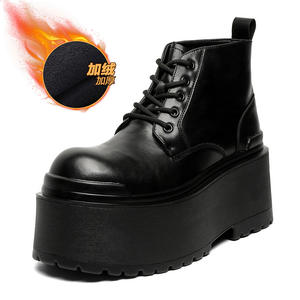 Bottes de combat à talon épais pour femme, style mode estivale, rehaussantes, taille 44/45, en cuir, montantes, pour l'hiver, et bottes 'Naked' pour homme de marque - Product Image 2