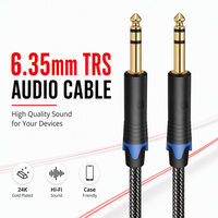 Câble audio pour guitare 6,35 mm à 6,35 mm (1/4 pouce) mâle-mâle avec gaine en nylon et blindage combiné OEM