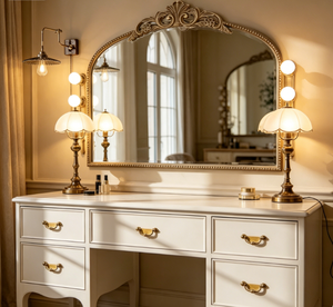 Heavenly <b>Mirror</b> Vintage Ornate Carved Wooden Wall <b>Mirror</b> with Arched Top Decorative Electricity-Free <b>Mirror</b> for Bedroom Dresser - Product Image 2