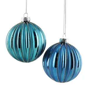 New Christmas glass ball in blue series with double color design