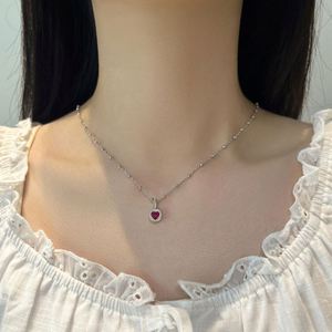 Dylam Charm Design โรเดียม18K ชุบทอง S925เงินสายโซ่ลูกปัดสร้อย5A เซอร์โคเนียรูปหัวใจสร้อยคอจี้ - Product Image 4