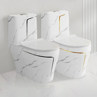 WC monobloc moderne en céramique multicolore pour salle de bain, cuvette de toilette dorée et blanche