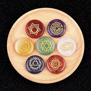 Wholesale 25mm Natural Amethyst and Rose Quartz Chakra Rune Set Metatron <strong>Witch</strong> Healing Stones Polished <strong>Crystal</strong> for Feng Shui - Product Image 4