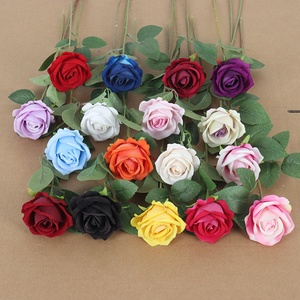 Vente en gros de fleurs artificielles individuelles, fleurs en velours artificielles, décorations de mariage, décorations de fête de la Saint-Valentin, roses rouges artificielles - Product Image 3