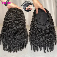 Perruque mi-tête bouclée naturelle en cheveux humains bruts birmans, sans colle, pour femmes noires, facile à porter, pré-épilée, installation facile, perruque mi-tête à retourner