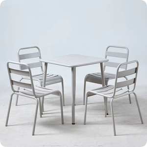 Table à manger carrée moderne en métal thermolaqué résistant aux intempéries pour jardin, cour, villa, <span class=keywords><strong>restaurant</strong></span> - Product Image 6