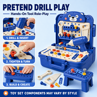 Ensemble d'outils de jeu en plastique pour enfants avec perceuse jouet à piles et accessoires de construction pour les enfants de 2 à 7 ans