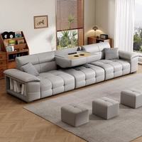 Canapé Sectionnel Zéro Mur Intelligent à Commande Vocale IA, Cadre en Bois Moderne, Cuir Véritable, Trois Places, Écologique, pour Hôtels et Villas