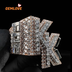 GEMLOVE แหวนค็อกเทลชุบทองคำสีโรสโกลด์พร้อมดีไซน์ตัวอักษรแบบฝังเพชรเครื่องประดับปาร์ตี้สุดหรูสำหรับทุกเพศ - Product Image 6