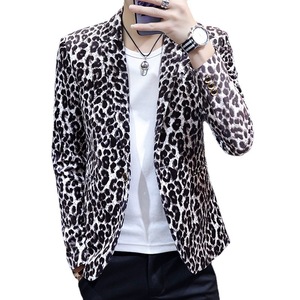 Veste de costume léopard sexy pour <span class=keywords><strong>homme</strong></span>, blazers de luxe à un bouton, costume de scène pour chanteur de fête de mariage pour <span class=keywords><strong>homme</strong></span> - Product Image 1