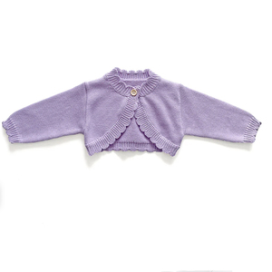 Ensemble personnalisé pour nouveau-né fille : <span class=keywords><strong>cardigan</strong></span> en tricot 100 % coton biologique à bordure festonnée et chaussons, vêtements tricotés pour bébé - Product Image 3