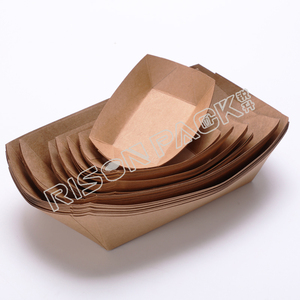 Wholesale Disposable Fries Paper Food Trays Box Ship Shape with Coating