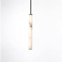 Suspension cylindrique moderne en marbre et albâtre avec métal noir pour îlot de cuisine, chambre à coucher, chevet, table à manger