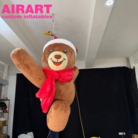 Ours gonflable décoré d'un chapeau noir, ours en peluche gonflable brun pour fête