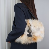 Sac bandoulière de luxe personnalisé en vraie fourrure de renard pour femme, avec sangle réglable, boucle métallique, sac à main en peluche, supporte la personnalisation du logo OEM