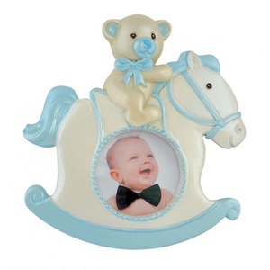 Cornice Portafoto in Resina Azzurra - Design "Cavallo Piccolo" - Product Image 1