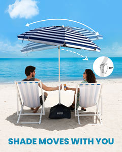 Parasols de plage pour le sable avec sac de sable et ancre, parasol de 6,5 pieds pour la plage, résistant au vent, portable, protection solaire UPF50+, avec sac de transport - Product Image 6