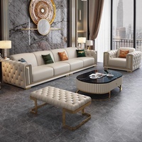 Nouvel arrivage Ensemble de canapés modulaires de luxe modernes et décontractés pour le salon avec boucle de canapé en cuir