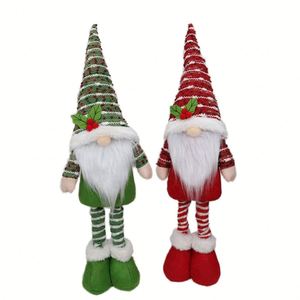 Juego de 2 Gnomos Navideños con Detalles de Aloe Vera y Patas Extensibles para Decoración Navideña del Hogar y Fiestas - Product Image 1