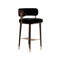 Tabouret de bar de luxe de style italien avec structure en bois et dossier personnalisable pour la maison, l'hôtel, le club, la réception