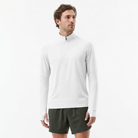 Haut de sport pour homme à demi-zip, manches longues, col montant, manches raglan, coupe ajustée, séchage rapide, respirant, personnalisable OEM, pour la course et l'entraînement