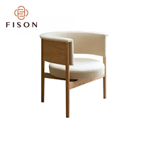 Chaises de salle à manger modernes en bois nordique avec tissu en lin, pour hôtels, cafés, restaurants, chaises en bois massif à accoudoirs ronds