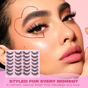 Pestañas Postizas Kiromiro 3D de Algodón con Efecto Visón, 14 Pares, Color Negro, Aspecto Natural, Estilo Ojo de Gato - Product Image 5