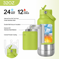 Gobelet isotherme en acier inoxydable de 32 oz, anti-fuite, sans BPA, de qualité alimentaire, avec couvercle, antidérapant, réutilisable, pour les voyages